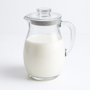 Close-up of a top-rated glass milk storage container with an airtight seal, highlighting its quality.