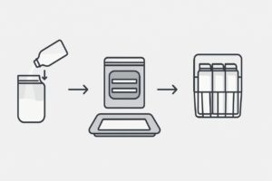 Infographic demonstrating the step-by-step method for how to freeze breast milk flat for efficient storage.