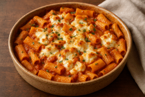 A delicious-looking omelet or warm pasta dish with melted, crumbled goat cheese, emphasizing how thawed cheese is perfect for cooked meals.