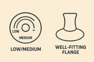 A clear illustration showing the correct fit and low suction setting on a breast pump, symbolizing reduced foam formation.