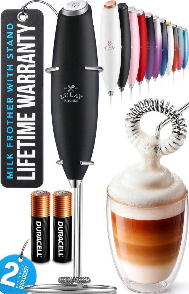 Zulay Powerful Handheld Milk Frother Wand with Stand