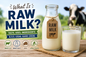 A detailed breakdown of what raw milk is made of, featuring the natural cream layer and enzymes, provided by Fooder Ghor.