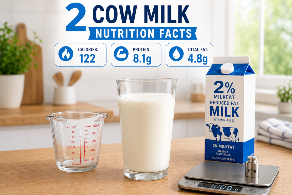The Ultimate 2% cow milk Nutrition Guide: Nutrition, facts, calories & fats