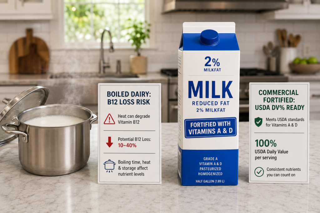 Sensory check: Comparing boiled 2% cow milk to standard pasteurized dairy for nutrient stability