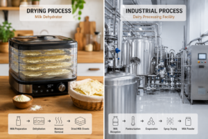 A comparative overview of homemade and commercial dairy drying environments.