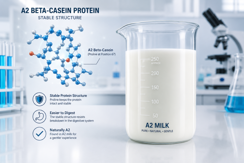 Molecular illustration of A2 beta-casein protein.