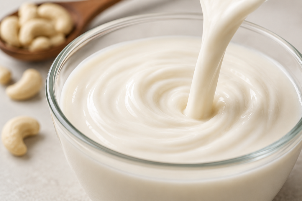 Measuring precise amounts of non-dairy nut milk for macro tracking.