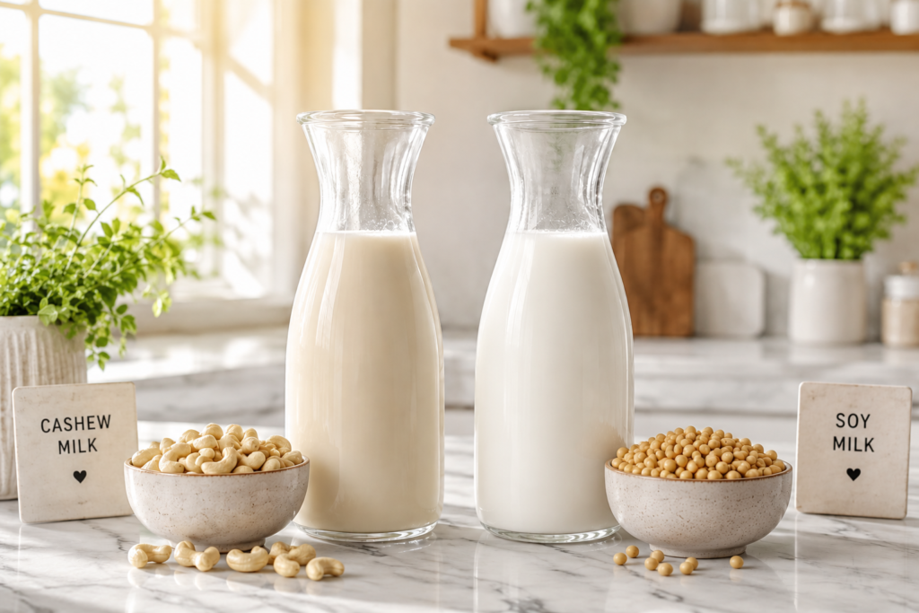 Cashew Milk vs Soy Milk: Nutrition, Protein, Taste & Health Comparison (2026)