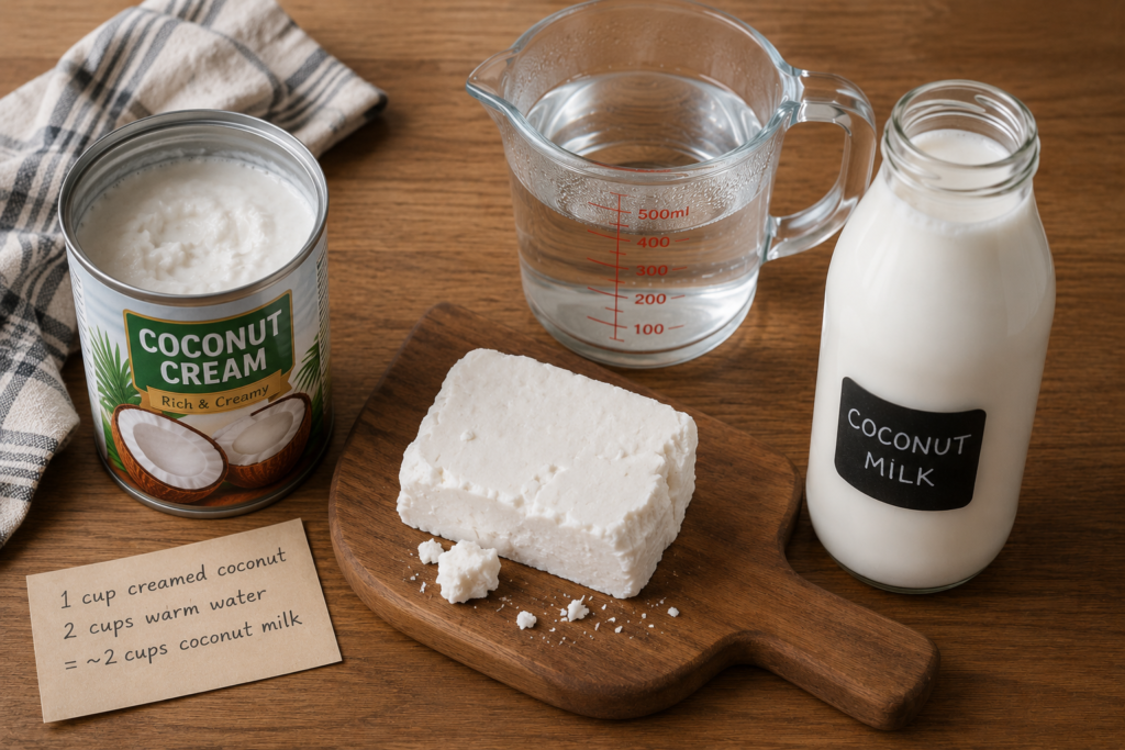 How to Make Coconut Milk from Coconut Cream (Canned & Cream Blocks)